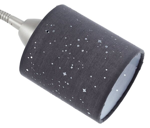 Lindby Jaileen álló világítás, szürke, textil, 170 cm, olvasólámpa, Alu / szürke / cink, Nappali / Étkező, fém, Modern