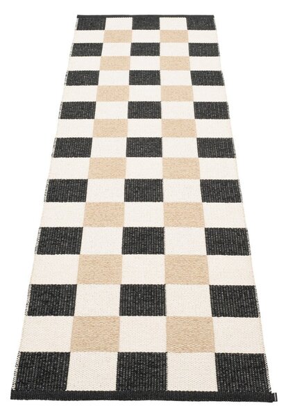Fekete-krémszínű kültéri-beltéri futószőnyeg 70x240 cm Pix Black Vanilla – Pappelina