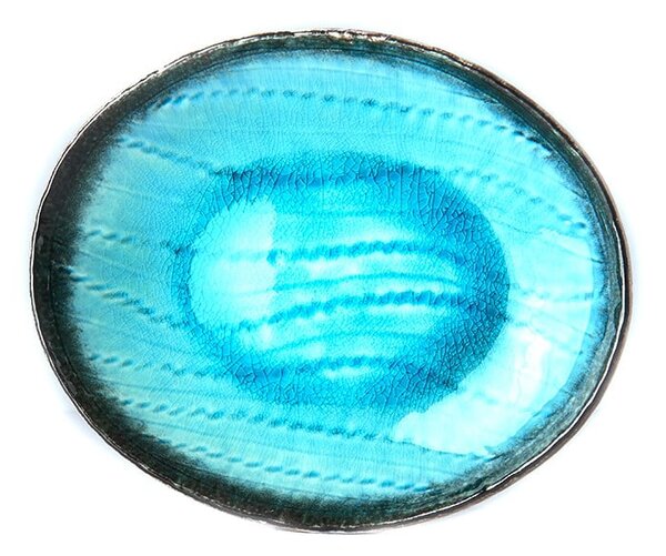 Sky kék ovális kerámia tányér, 24 c 20 cm - MIJ