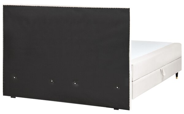 Boxspring ágy tárolóval DAME Bársony Törtfehér 180 x 200 cm