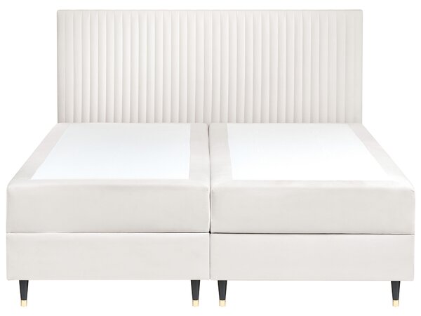 Boxspring ágy tárolóval DAME Bársony Törtfehér 180 x 200 cm