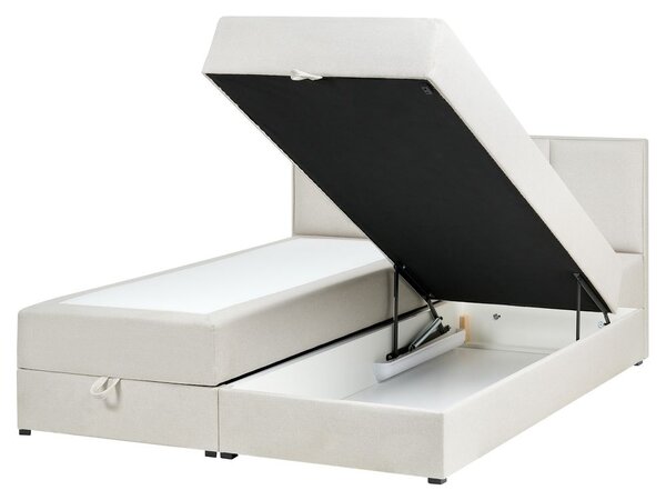 Boxspring ágy tárolóval BARONET Törtfehér 160 x 200 cm