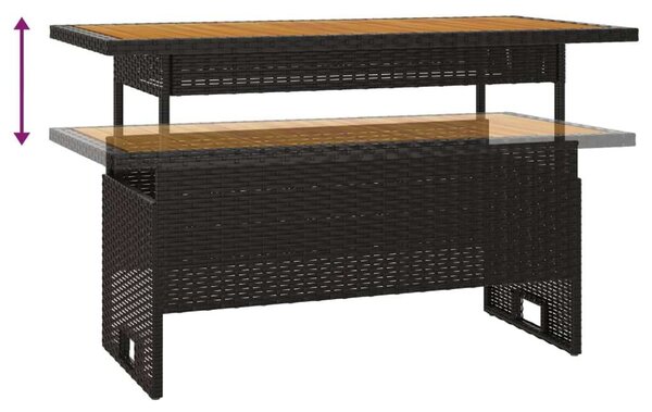 VidaXL Kerti Asztal - Akácfa és Polirattan - 100x50x43/63 cm