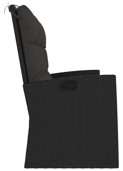 VidaXL fekete polyrattan dönthető kerti pad párnával 173 cm