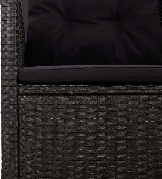 VidaXL fekete polyrattan dönthető kerti pad párnával 173 cm