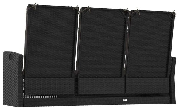 VidaXL fekete polyrattan dönthető kerti pad párnával 173 cm