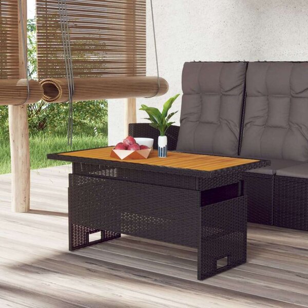 VidaXL Kerti Asztal - Akácfa és Polirattan - 100x50x43/63 cm