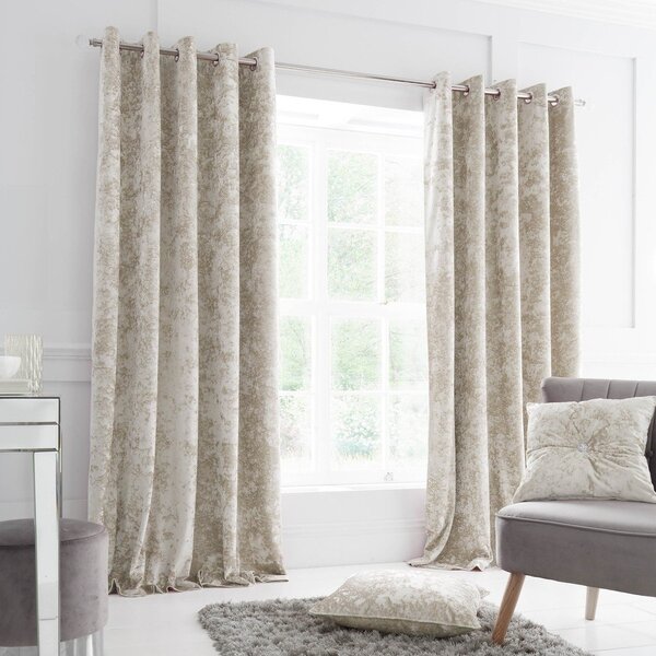Bézs bársony függöny szett 2 db-os 168x137 cm Crushed Velvet – Catherine Lansfield