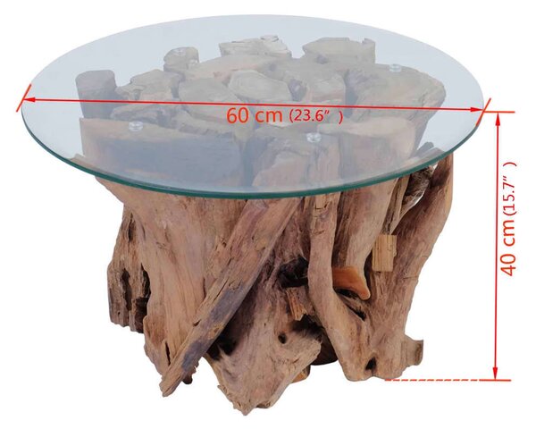 Tíkfából Készült Dohányzóasztal - Üveglap - 60cm