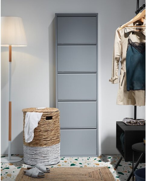 Szürke fém billenő ajtós cipőtartó 50x169x15 cm Ode – Kave Home