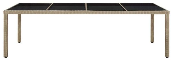 Polyrattan Kerti Asztal - Edzett Üveg - 250x100x75 cm
