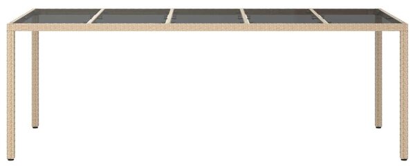 Polyrattan Kerti Asztal - Edzett Üveg - 250x100x75 cm