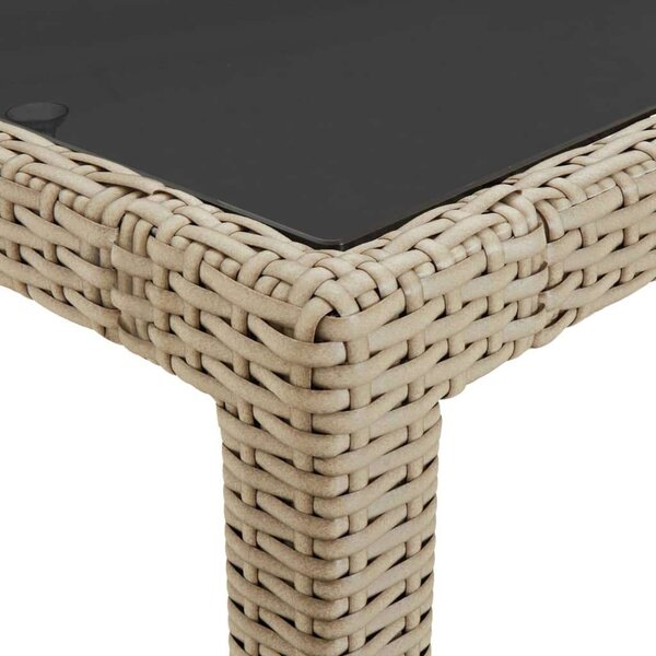 Polyrattan Kerti Asztal - Edzett Üveg - 250x100x75 cm