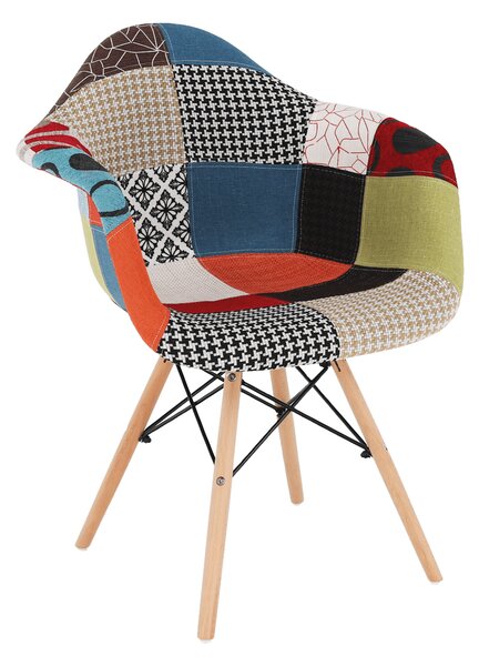KONDELA Fotel, patchwork/bükk, TOBO 4 NEW