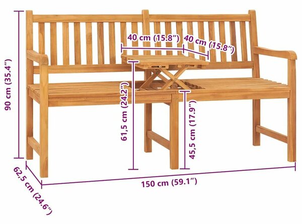 Tíkfa Kerti Pad - 3 Személyes - 150 cm