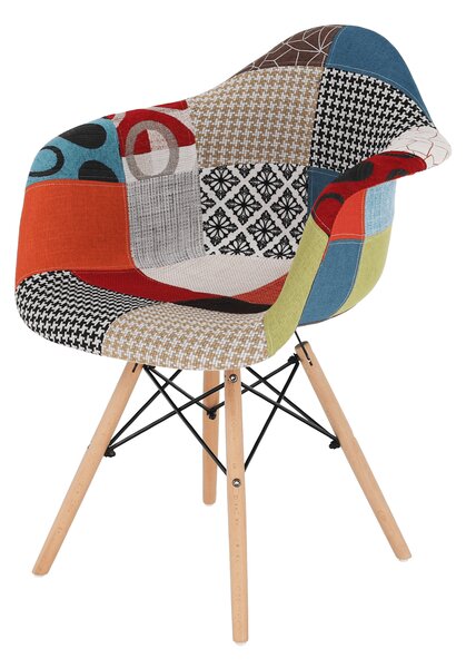 KONDELA Fotel, patchwork/bükk, TOBO 4 NEW