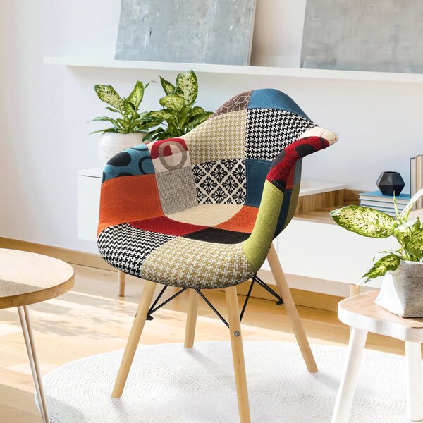 KONDELA Fotel, patchwork/bükk, TOBO 4 NEW