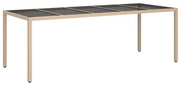 Polyrattan Kerti Asztal - Edzett Üveg - 250x100x75 cm