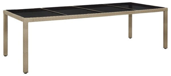 Polyrattan Kerti Asztal - Edzett Üveg - 250x100x75 cm