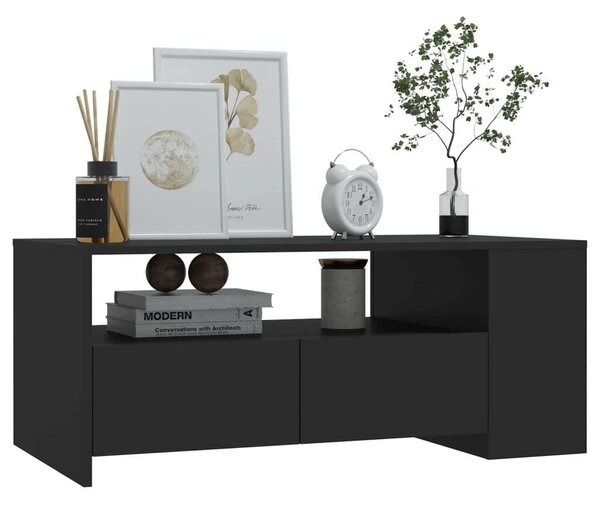 Modern Fekete Dohányzóasztal - Tárolóval - 102x55x42 cm