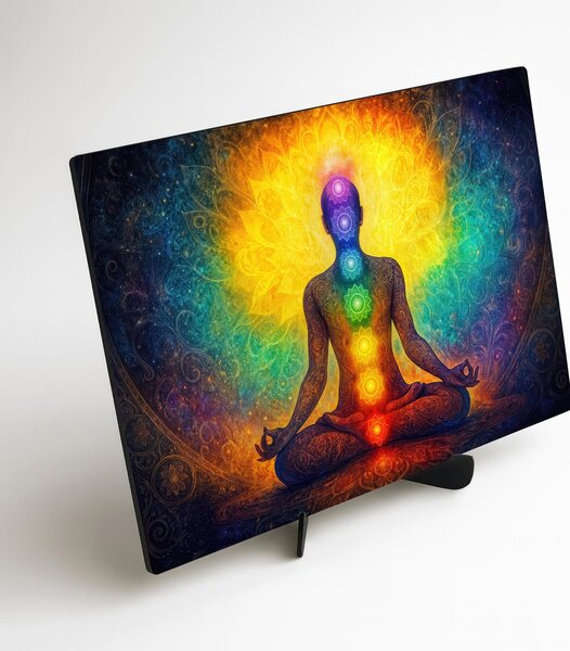 DUBLEZ | Fából készült meditációs kép - Jóga és csakrák | Prémium UV nyomtatás