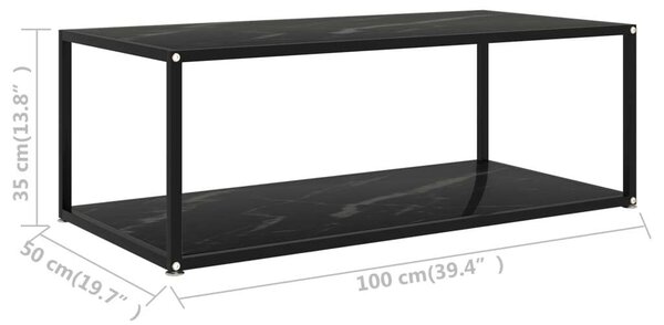 Fekete edzett üveg dohányzóasztal 100 x 50 x 35 cm