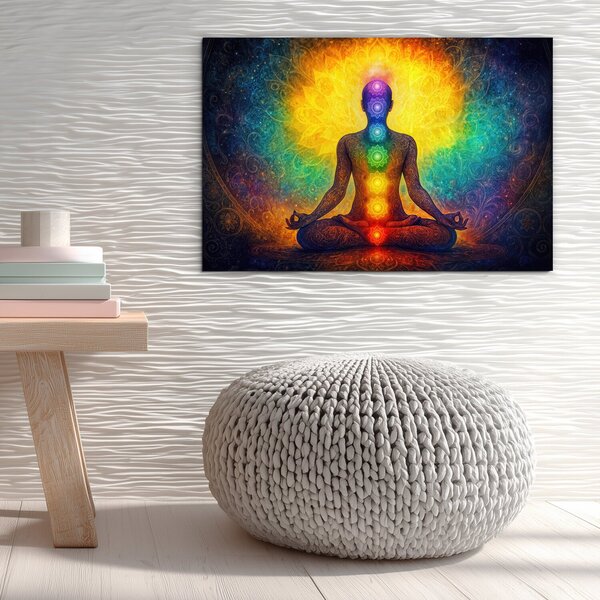 DUBLEZ | Fából készült meditációs kép - Jóga és csakrák | Prémium UV nyomtatás