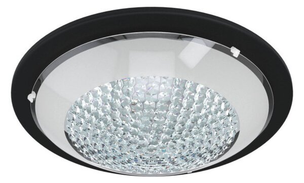 EGLO 99357 ACOLLA 1, beltéri LED-es fali-mennyezeti lámpa, LED foglalattal, MAX 16W teljesítménnyel, 1500lm, 3000 K, fekete / acél lámpatest, IP20, fehér, áttetsző / üveg, kristály búrával, cserélhető LED, kapcsoló nélkül