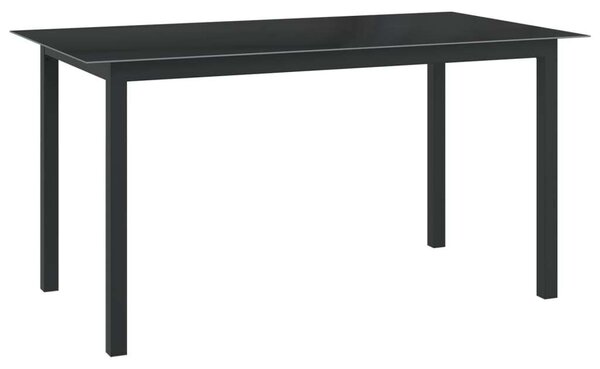 Modern Kerti Asztal - Alumínium Üveg - Fekete - 150x90 cm