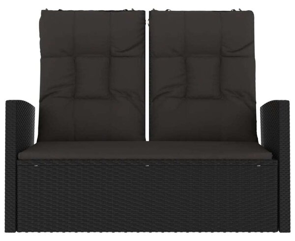 Polyrattan Kerti Pad - Dönthető - 118 cm - Fekete