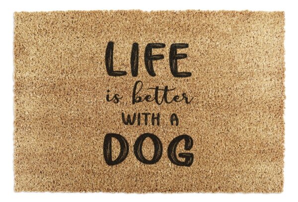 Kókuszrost lábtörlő 40x60 cm Life Is Better With a Dog – Artsy Doormats