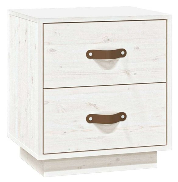 Fenyőfa Éjjeliszekrény Pár - 2 db - Fehér - 40x34x45 cm