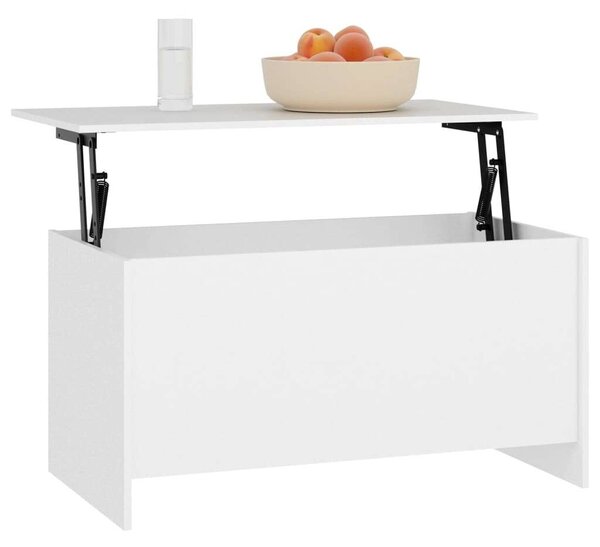 Modern Fehér Emeletes Dohányzóasztal - Tárolóval - 102x55.5x52.5 cm