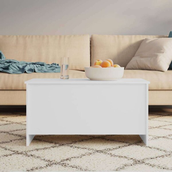 Modern Fehér Emeletes Dohányzóasztal - Tárolóval - 102x55.5x52.5 cm