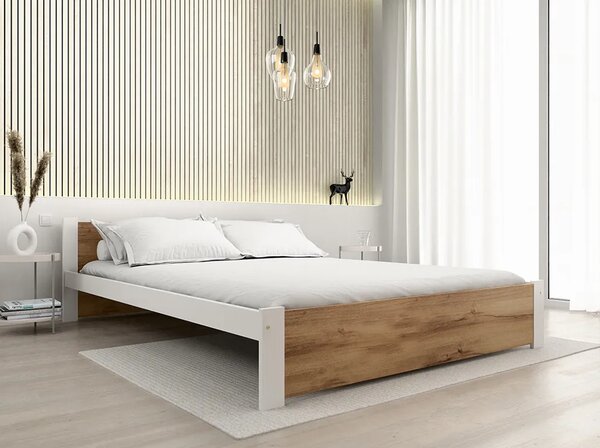 Ágy IKAROS 120 x 200 cm, artisan tölgy/fehér Matrac: Deluxe 10 cm matraccal, Ágyrács: Ágyrács nélkül