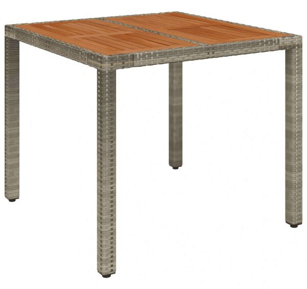 Kertasztal - Polyrattan - 90x90cm - Szürke