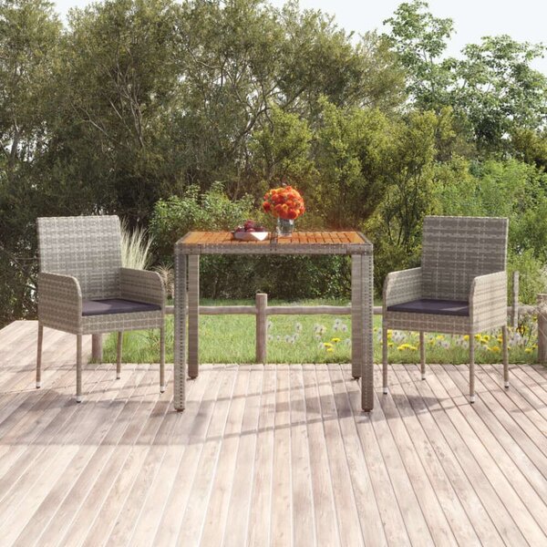 Kertasztal - Polyrattan - 90x90cm - Szürke