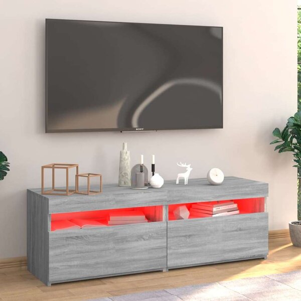 Sonoma Szürke LED-es TV Szekrény - 120x35x40 cm