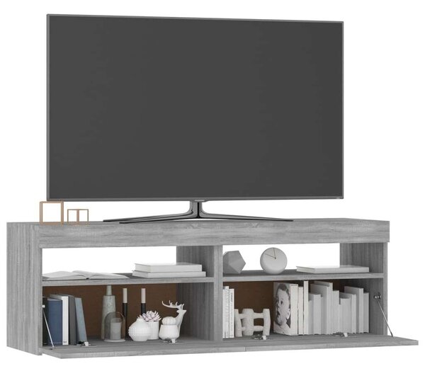 Sonoma Szürke LED-es TV Szekrény - 120x35x40 cm