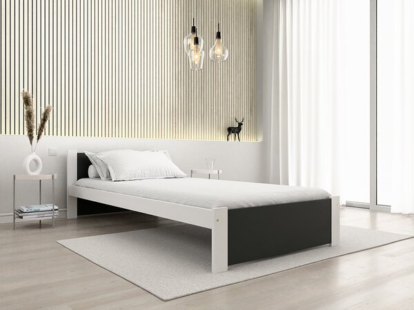IKAROS ágy 90 x 200 cm, antracit/fehér Ágyrács: Léces ágyrács, Matrac: Matrac nélkül