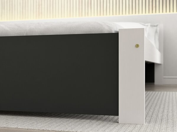 IKAROS ágy 90 x 200 cm, antracit/fehér Ágyrács: Léces ágyrács, Matrac: Matrac nélkül