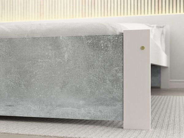 IKAROS ágy 90 x 200 cm, beton/fehér Ágyrács: Ágyrács nélkül, Matrac: Matrac nélkül
