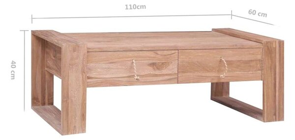 Teakfa Dohányzóasztal - Koloniál Stílus - 110x60x40 cm