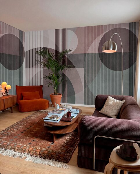 Fotótapéta Absztrakt geometriai alakzatok körökkel és vonalakkal, visszafogott színekkel, texturált,, Fotótapéta geometria, w09834v1 : Uwalls.hu