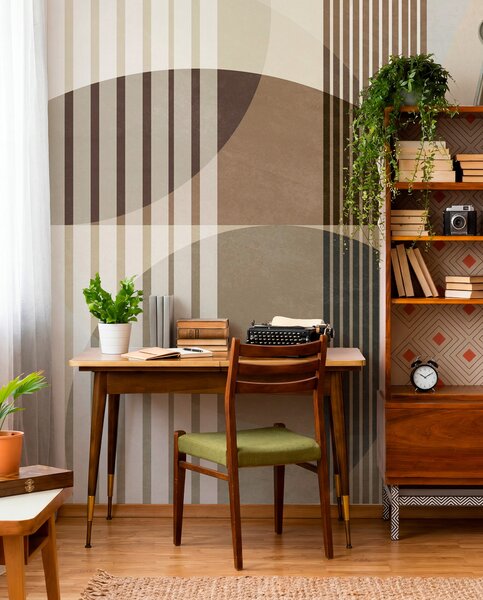 Fotótapéta Absztrakt geometriai alakzatok körökkel és vonalakkal, visszafogott földszínek, texturált,, Fotótapéta geometria, w09834 : Uwalls.hu