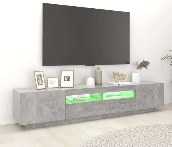 Modern TV-szekrény - Betonszürke - 200cm