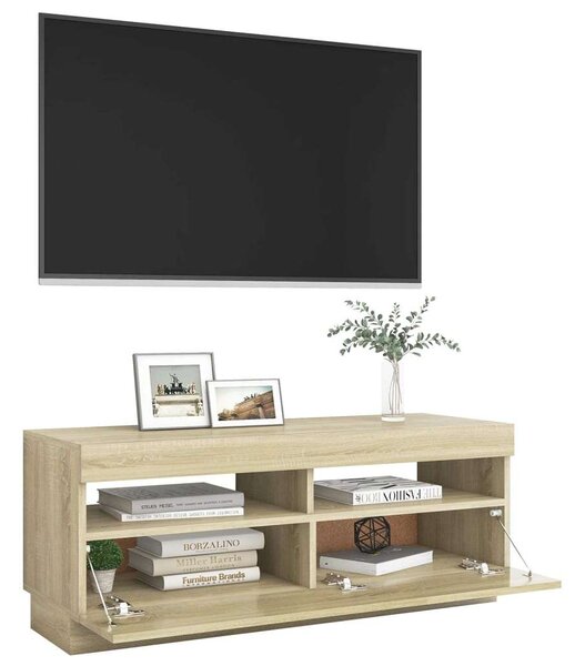Sonoma tölgyszínű tv-szekrény led-lámpákkal 100 x 35 x 40 cm