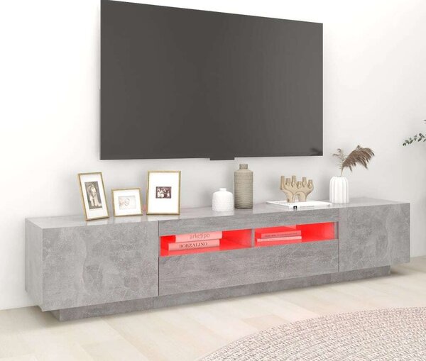 Modern TV-szekrény - Betonszürke - 200cm