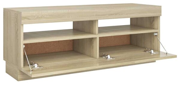Sonoma tölgyszínű tv-szekrény led-lámpákkal 100 x 35 x 40 cm