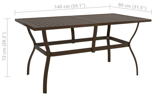 Acél Kerti Asztal - Barna - 140x80x72 cm